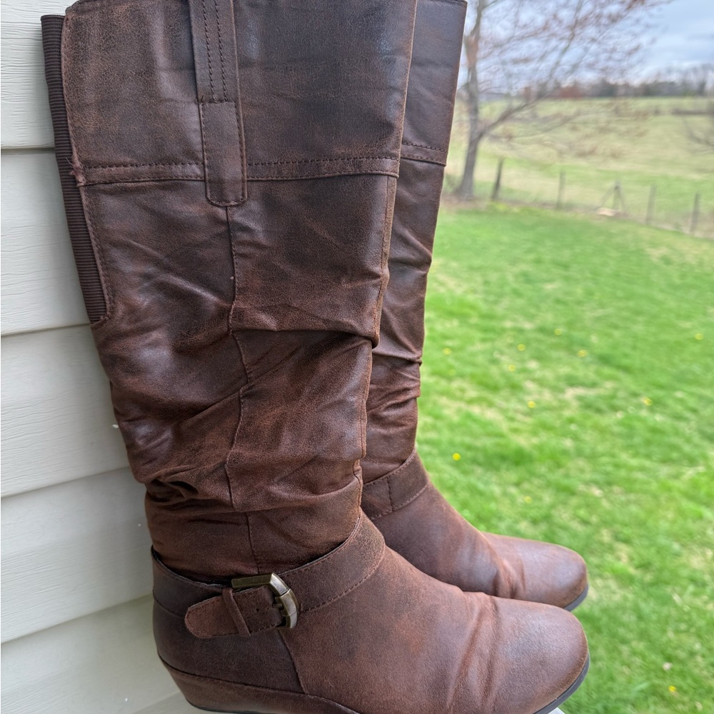 Yuu dark brown tall boot
